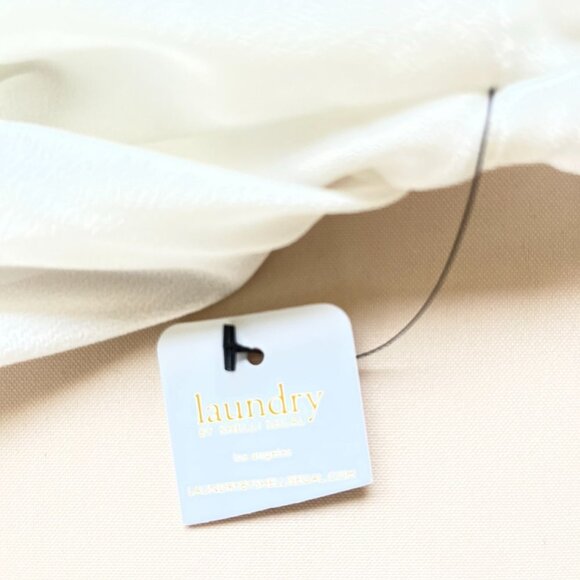 Laundry Sheer White Faux Wrap Overlay Blouse Boho Long Bell Sleeves Size 6 NEW - Picture 5 of 7